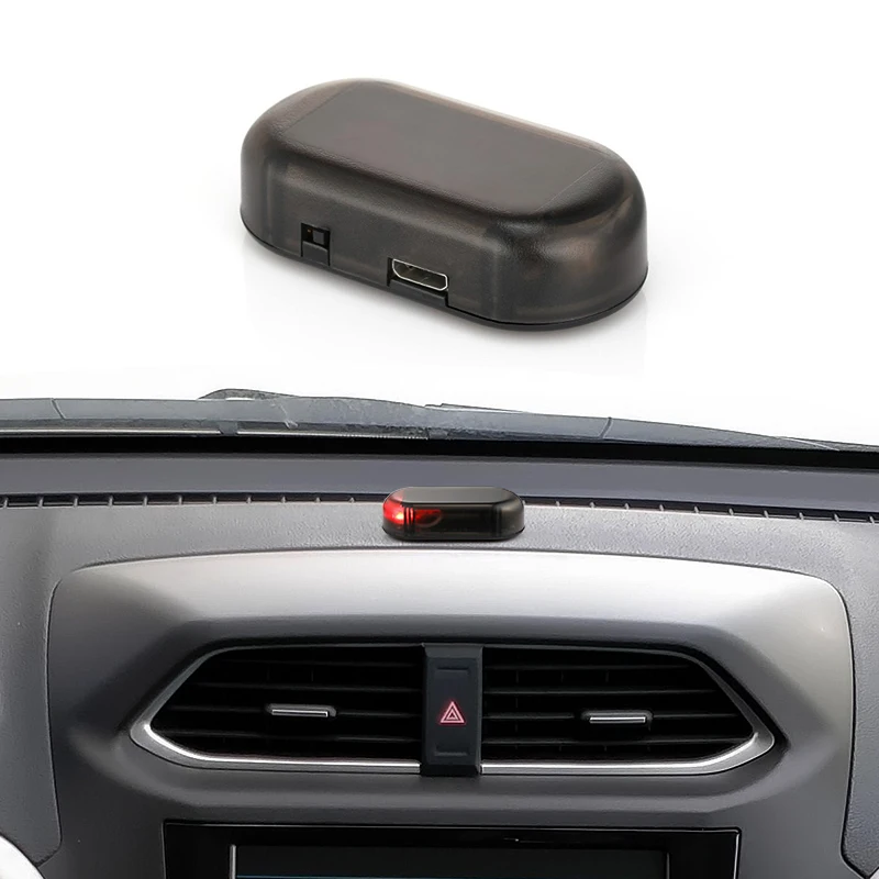 Солнечная USB Мощность автосигнализации светильник Анти-кражи Предупреждение Вспышка мигающая поддельная Автомобильный светодиодный светильник вспышки мигает при красные, синие новое обновление