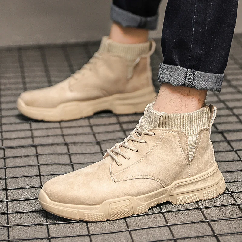 Демисезонные мужские Ботинки Челси в западном стиле модные высокие ботинки