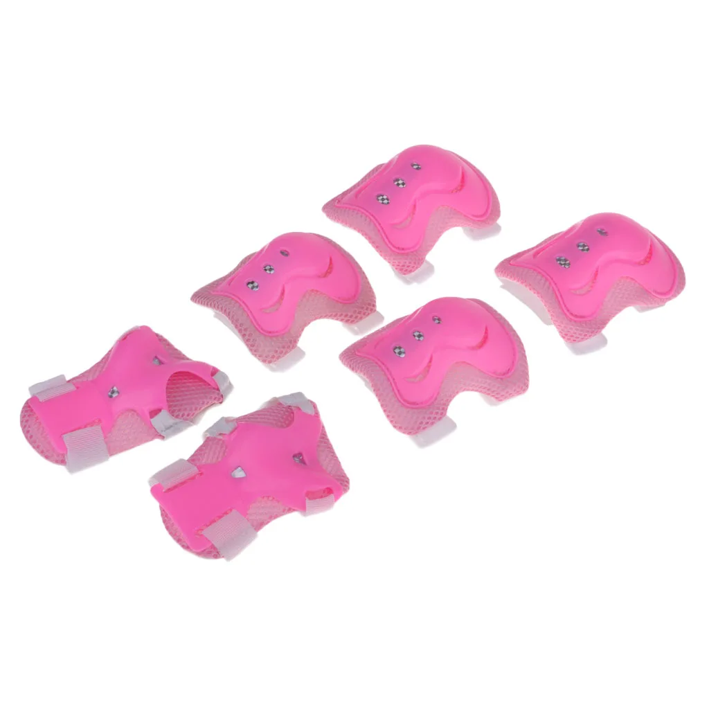Pink 6 шт. Детский скейтборд езда на велосипеде для катания на роликовых коньках на колено локоть запястье защитные накладки размер можно регулировать для поездка на свежем воздухе Велосипед Велоспорт велосипеды bmx - Цвет: Pink