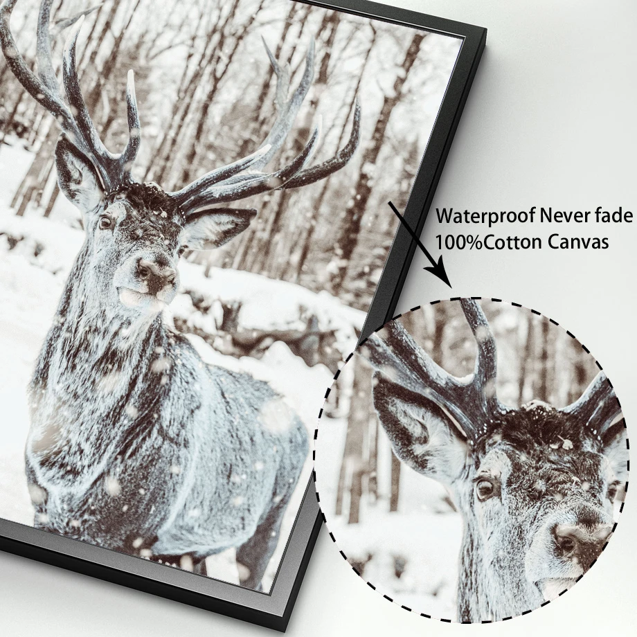 

Deer Pine Forest Tree Snow Sence Winter Wall Art Canvas Painting Nordic Posters And Prints Wall Pictures For Living Room Decor