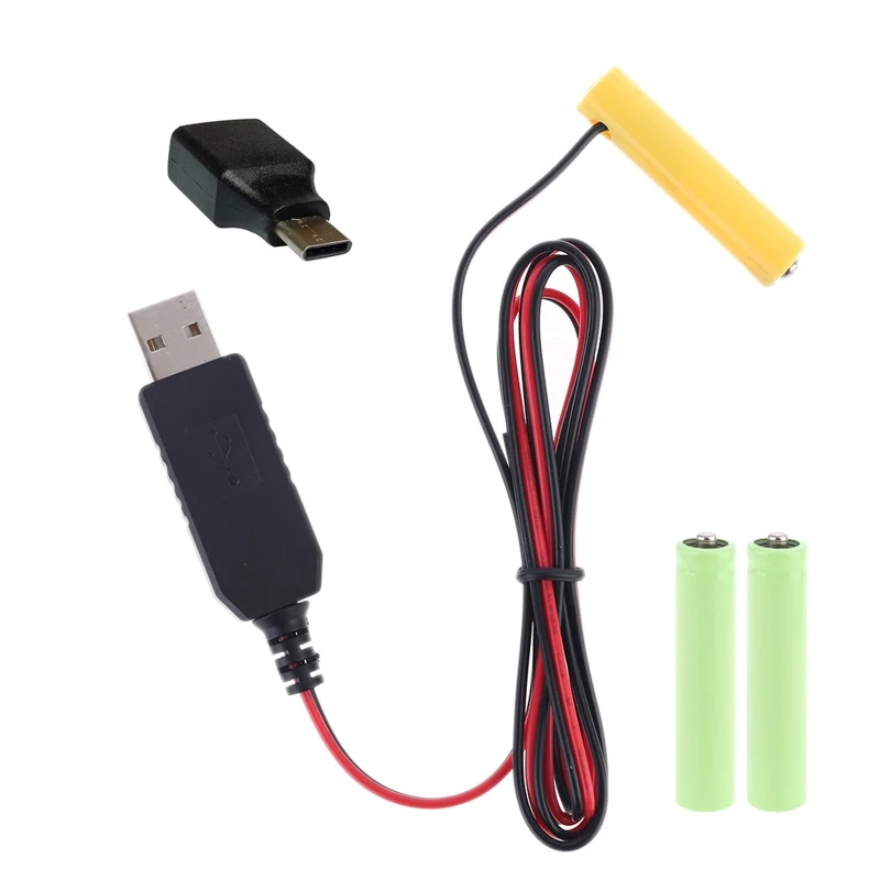 

LR03 AAA Battery Eliminator USB Type C Power Supply Cable Replace 1-4pcs AAA Battery For Electric Toy Flashlight Clock