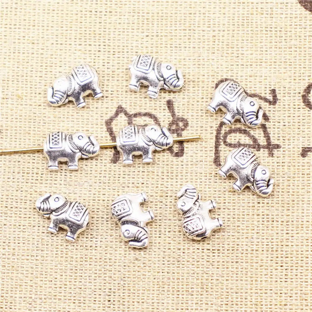 

Jewelry Making Charms small hole beads 20pcs 9x12mm antique silver color elephant small hole beads