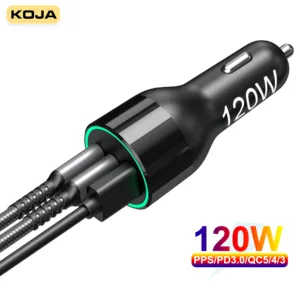 120w car usb charger quick charge 3 0 4 0 pps 3 port pd1006536w for macbook samsung iphone 11 12 xiaomi type c phone charger free global shipping