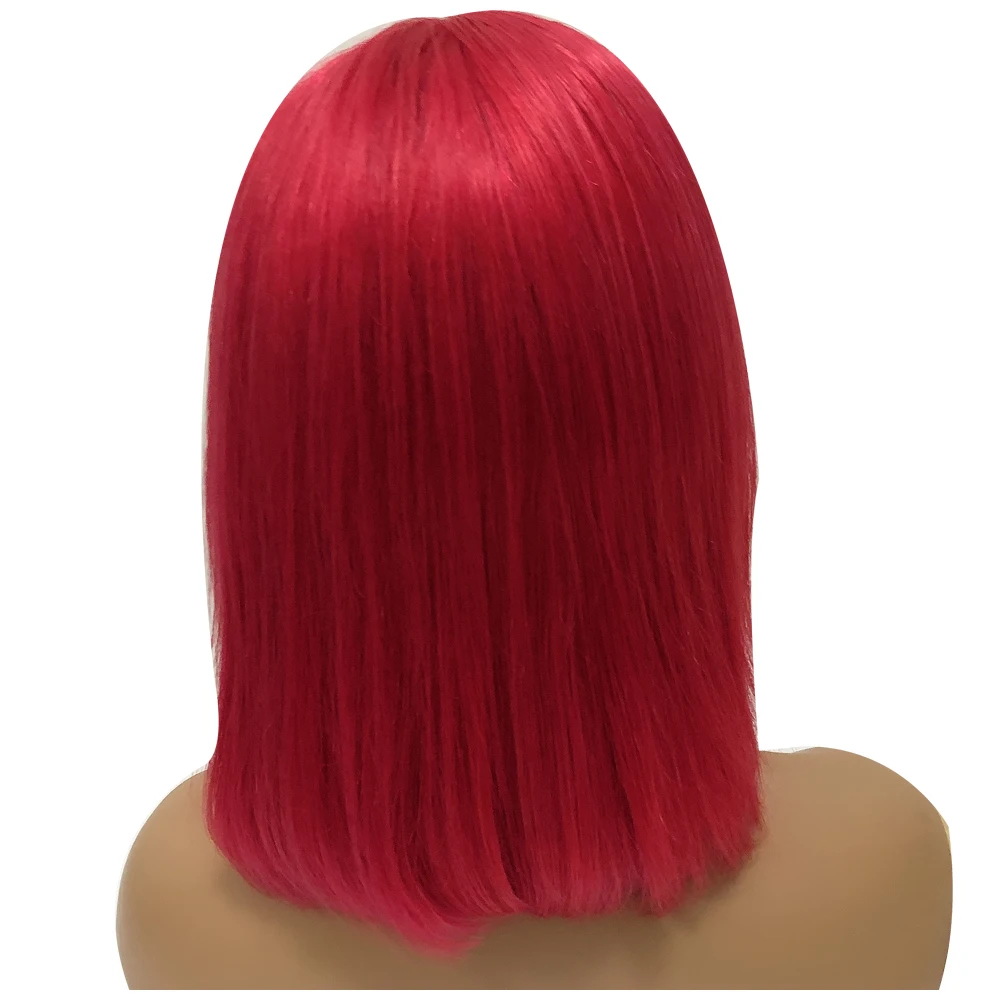 BESFOR Red короткий Боб 13x4 кружевные передние парики человеческие волосы отбеленные