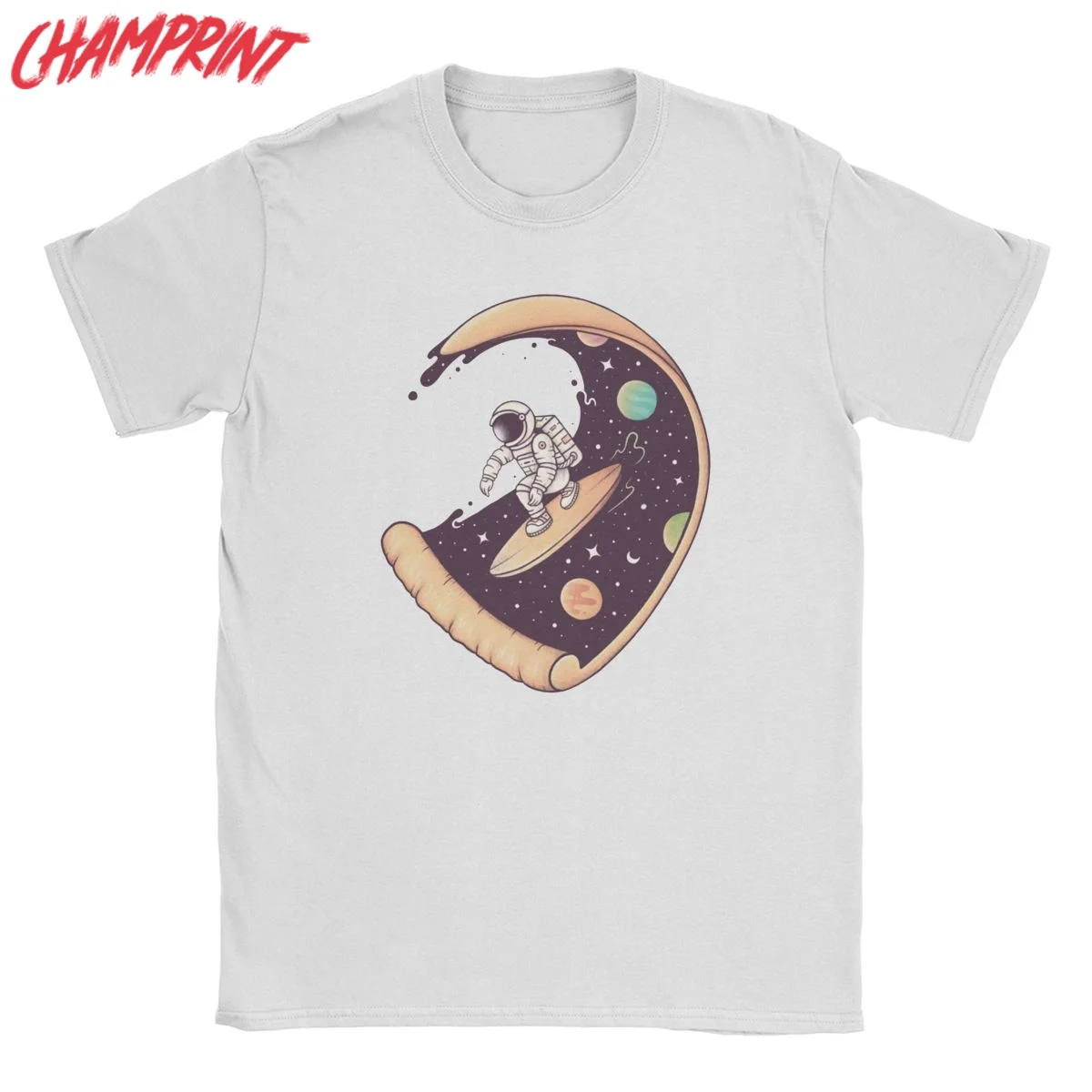 

Футболка мужская с изображением астронавта, космоса, пиццы, 100% хлопок