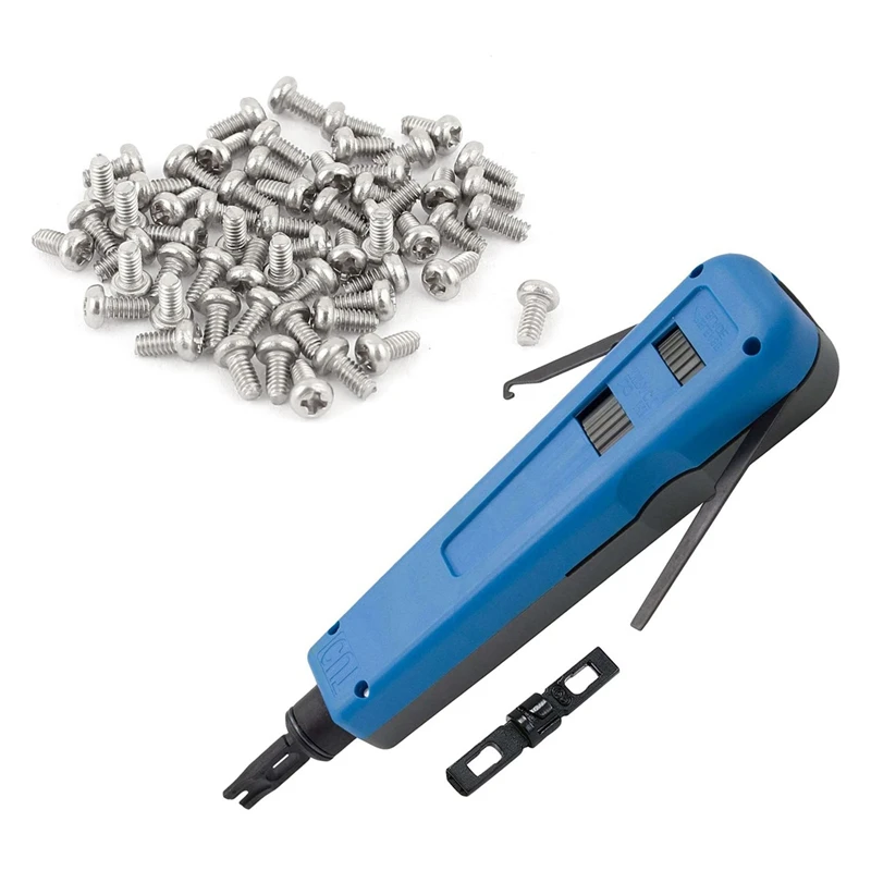 

100Pcs Crosshead Phillips Pan Head Screws With Punch Down Tool With 66, 110 And Krone Blades Multifunction