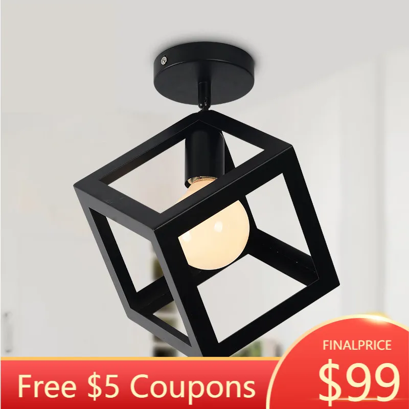 Винтажная потолочная лампа в стиле лофт американский кантри черный 5 стилей