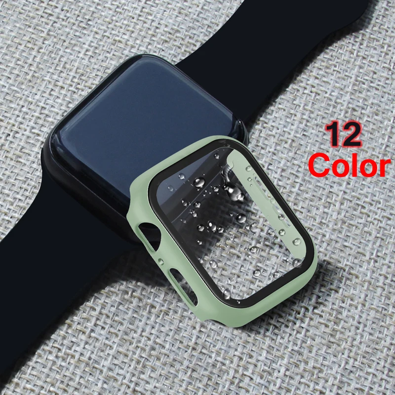 Чехол + закаленное стекло для Apple Watch 44 мм 40 серия 5 4 3 2 1 Защитная крышка экрана