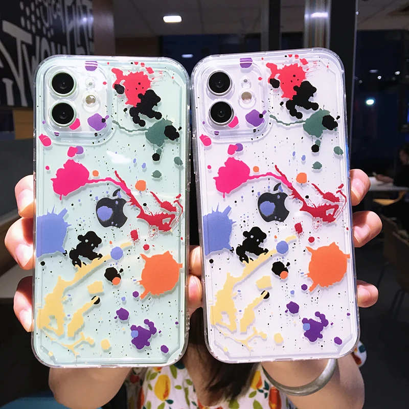 

Яркий прозрачный чехол с граффити для iPhone 13 Pro Max 12 Mini 11 X XR XS 7 8 Plus SE 2020, модный прозрачный мягкий противоударный чехол