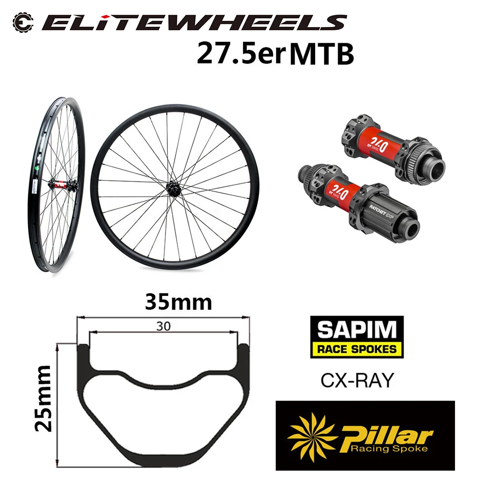 Колеса ELITEWHEELS 650B Углеродные MTB велосипед колесная установка Новый DT Swiss 240 36T