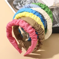wholesale 2022 new design fashion pu leather pleated headband candy color hair accessories for woman girls