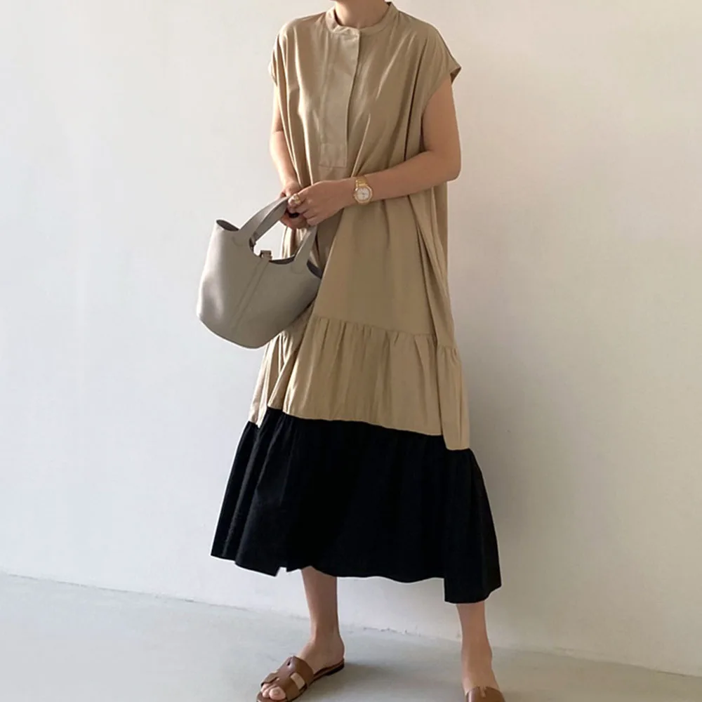 Летнее женское платье 2021 шить с коротким рукавом Длинные платья круглым вырезом