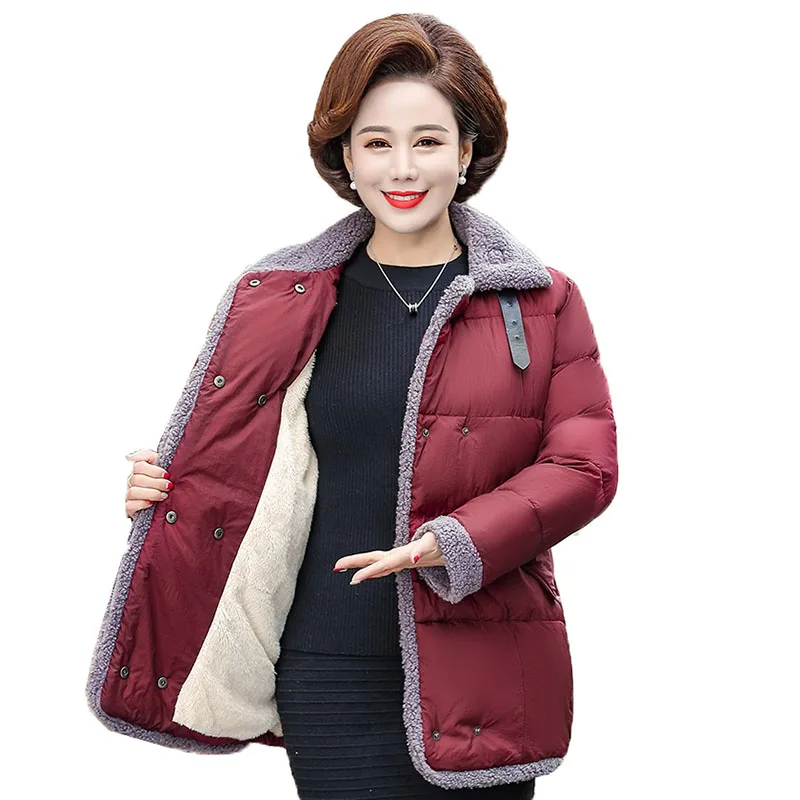 

Женская парка, пуховое хлопковое пальто, короткая куртка размера плюс 5XL, зимняя куртка, Женская Толстая двубортная куртка из овечьей шерсти