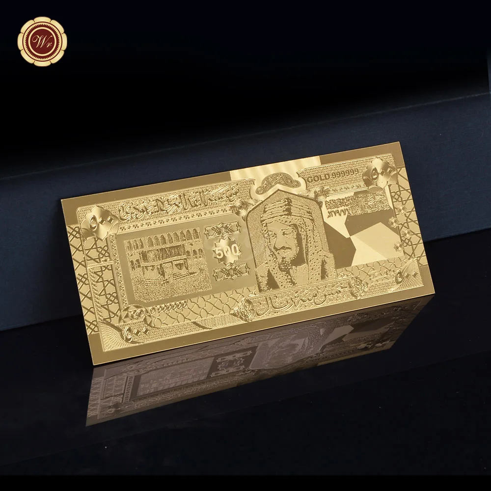 gold 500 WR 5 шт./партия,, наборы золотых банкнот из Саудовской Аравии, 20-500, саудовская риял, поддельные бумажные банкноты, Подарочный товар, Прямая поставка - Color: gold 500