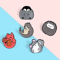 custom animal enamel pins cute hedgehog squirrel collection funny play brooches lapel cartoon jewelry gift for kid friend