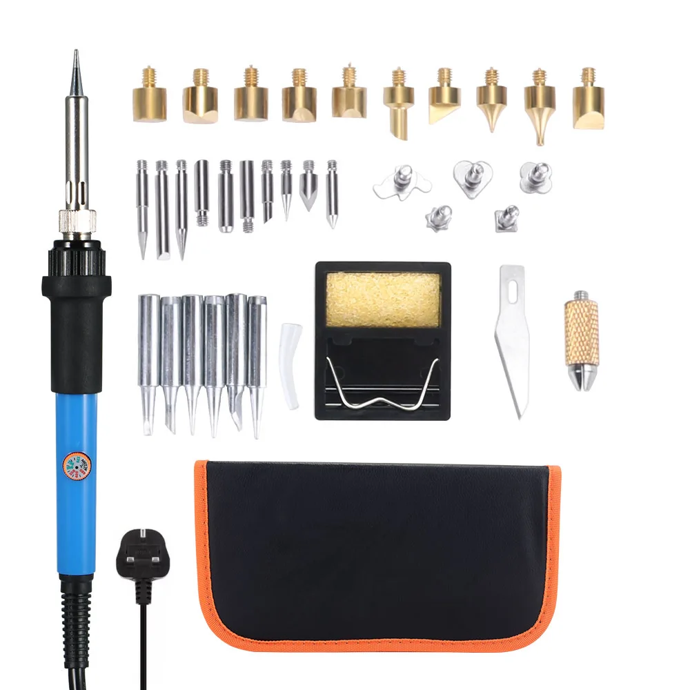 

Набор для паяльника, 220-240 В, ручка для сварки по дереву, Электропаяльник, инструменты для резьбы, Пирография, набор для сварки 37 шт./компл.