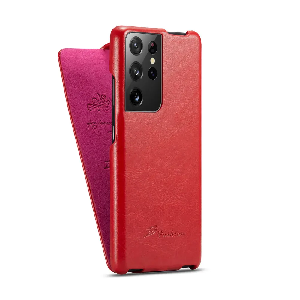 Фото Вертикальный кожаный чехол-книжка Fierre Shann для Samsung Galaxy S21 Ultra, чехлы для телефонов, чехол для samsung S10 etui №5