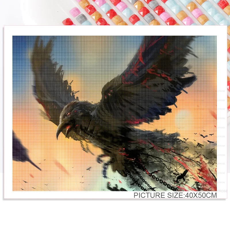 

Diamond Painting Diy 5D Primitive Society Acrylic Material Various Parrots with Colorful Dinosaur God Animal Pattern Background