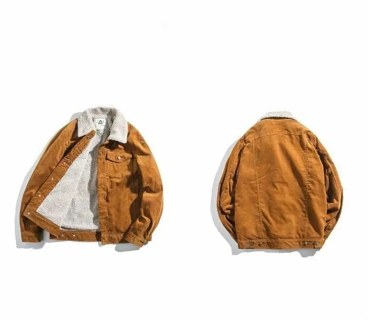 Мужская Вельветовая куртка на флисовой подкладке пальто японская верхняя одежда