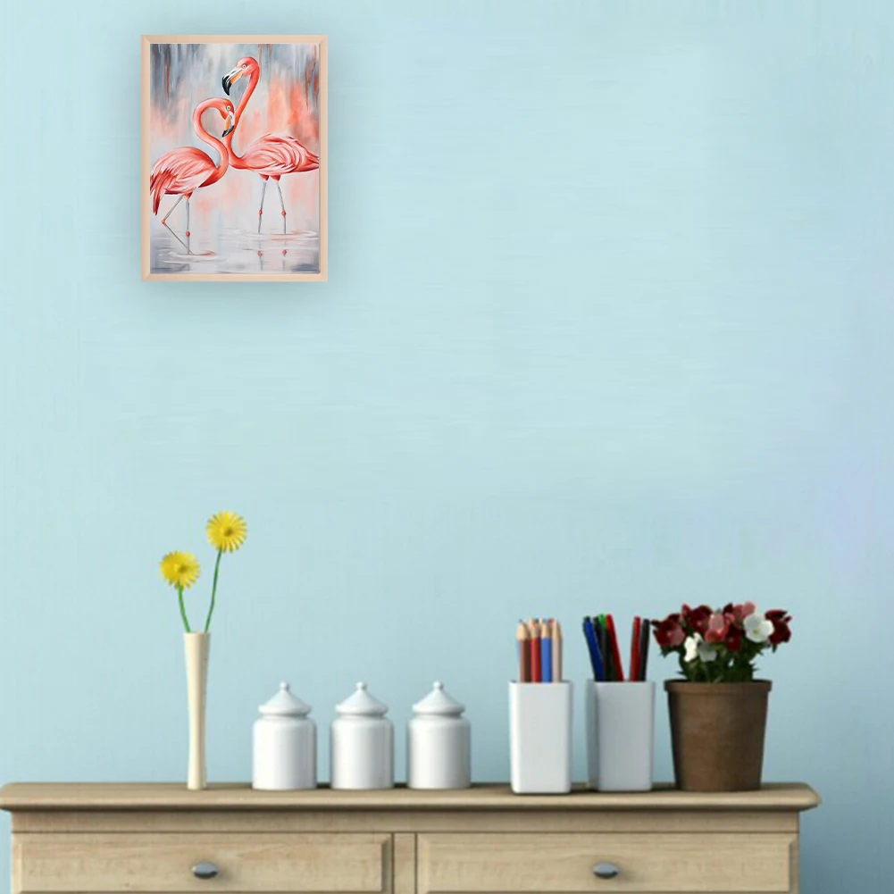 

Flamingo 5D DIY Diamond Painting Flower Cross Stitch Kit Mosaic Diamond Embroidery Full Square Drill Living Room Home Decoration