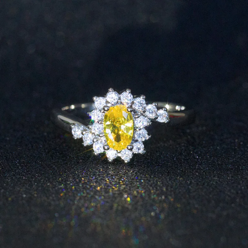 yellow Bague Ringen 925 пробы серебряные кольца для женщин с овальной формой синий сапфир драгоценный камень женские роскошные ювелирные изделия - Цвет камня: yellow