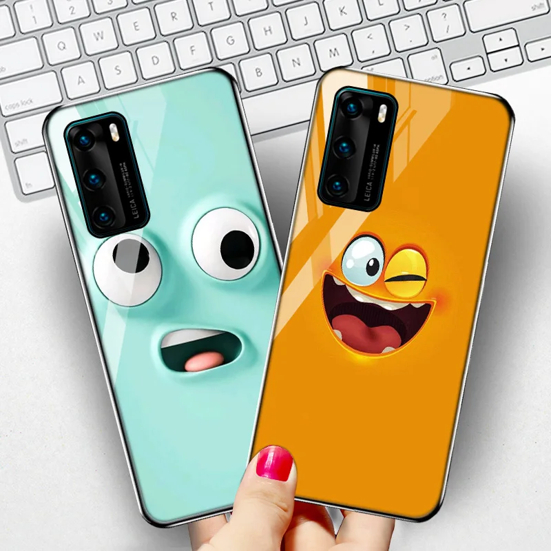 

Honor 10 Lite Case For Huawei P30 Lite P40 P20 Pro Cases Glass Funny Face Honor 8X 10i 10X Lite 50 Pro 8S 8A 8C 9A 9X 9C Bumper