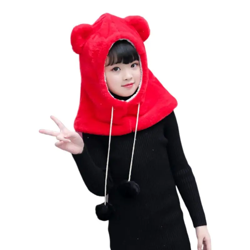 Зимняя Балаклава для взрослых и детей шапка с милыми медвежьими ушками