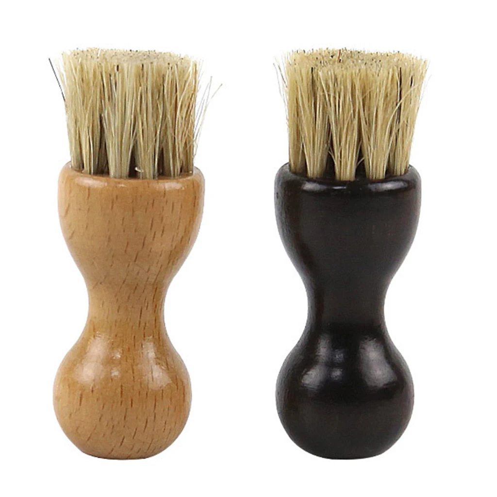 

2 Pieces Shoes Brush Shoes Shine Pig Hair Brush Polish Bristle Brushes