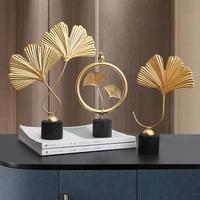 nordic creative golden ginkgo biloba leaf living room bedroom desktop ornament metal crafts home decoration accessories