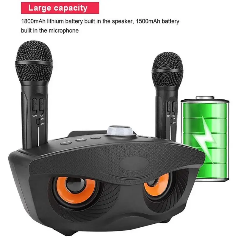 

1pcs Dual Wireless Microphone Bluetooth-compatible Speaker Mobile Wireless Karaoke Speaker Wireless Stereo Speaker Set