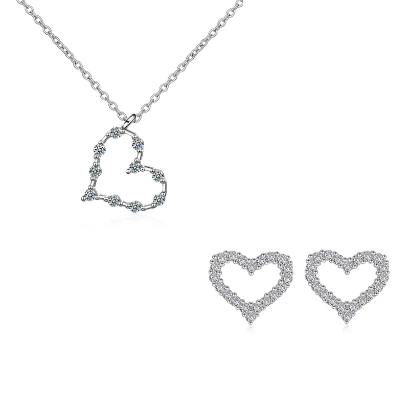 Женский комплект из колье и сердца серебра 925 пробы|Ювелирные наборы| |