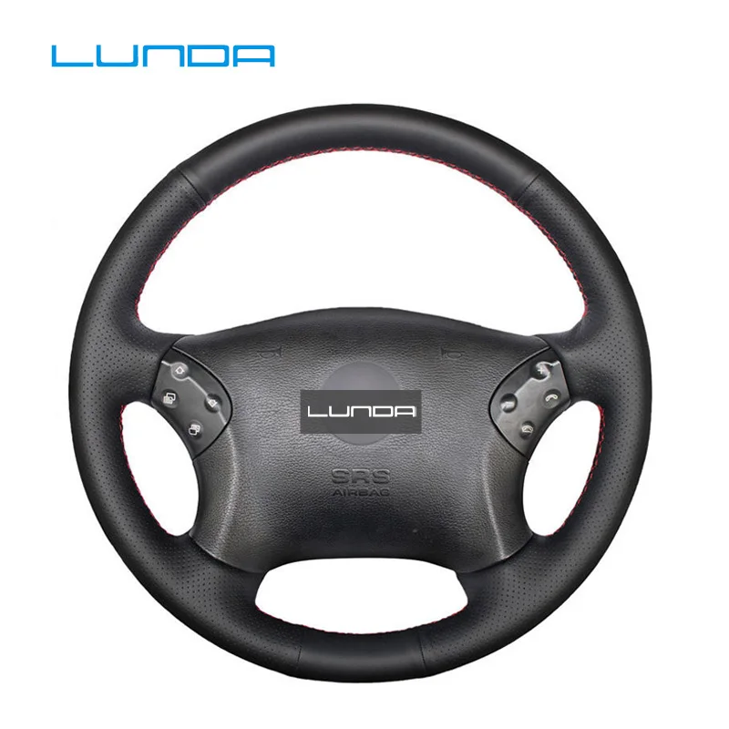 DIY сшитый вручную чехол рулевого колеса автомобиля из искусственной кожи для