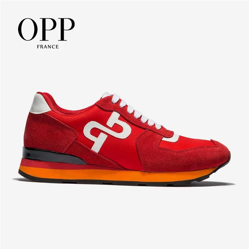 OPP Мужская обувь из коровьей кожи на плоской подошве кроссовки Красная