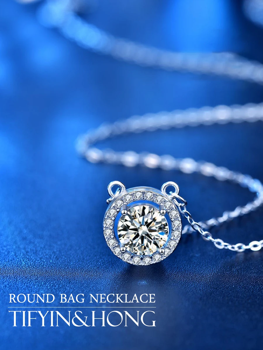 

2021 popular round package PRINCESS NECKLACE Mo sang diamond romantic carat pendant postage free Sterling Silver 925 men's and w