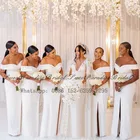 Женское свадебное платье-русалка, белое длинное вечернее платье с разрезом по бокам, с открытыми плечами, пикантные платья подружек невесты