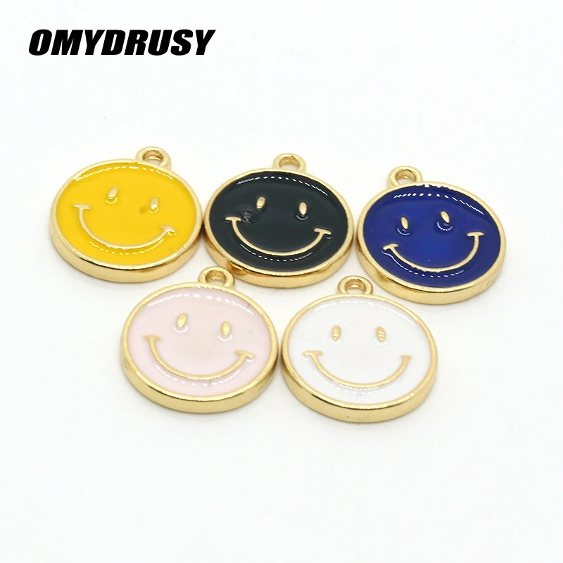 

10pcs/Pack Mix Enamel Smiling Face Metal Charms Women Fashion Diy Earring Bracelet Pendants Accessory DIY For Jewelry Making