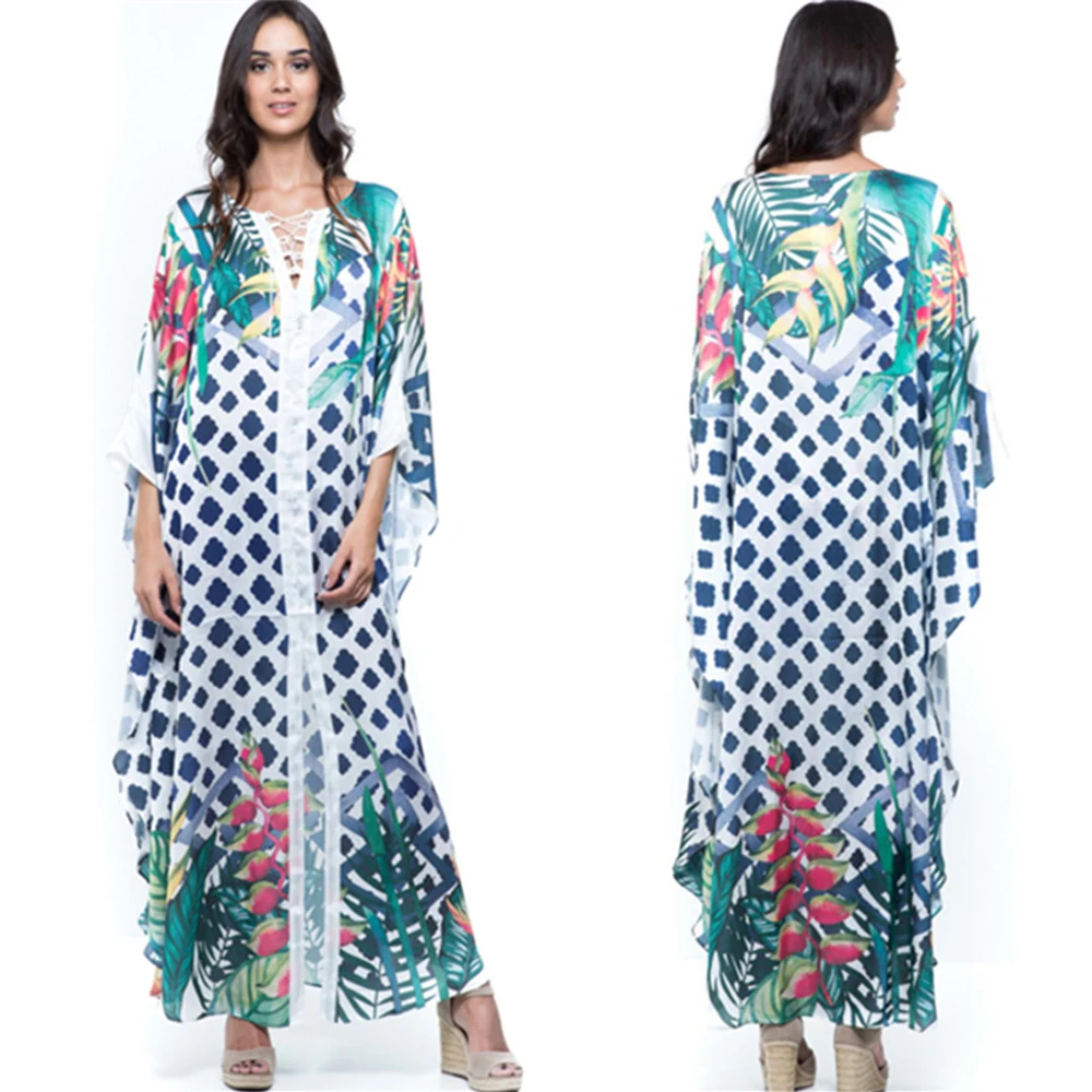 

Быстросохнущее длинное пляжное платье в богемном стиле накидки на бикини с геометрическим принтом 2020 праздничные пляжные женские просторн...