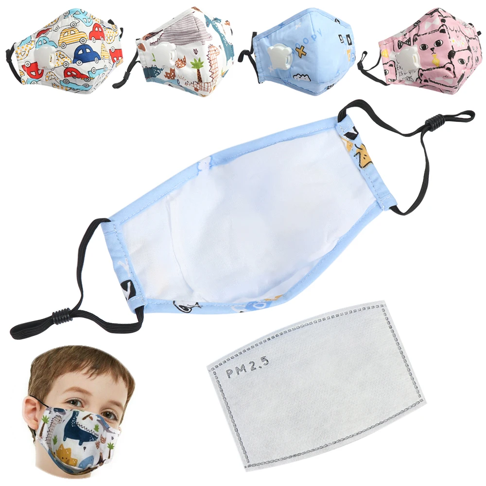 Детская маска для лица PM2.5 моющаяся рта с клапаном детская противодымчатая