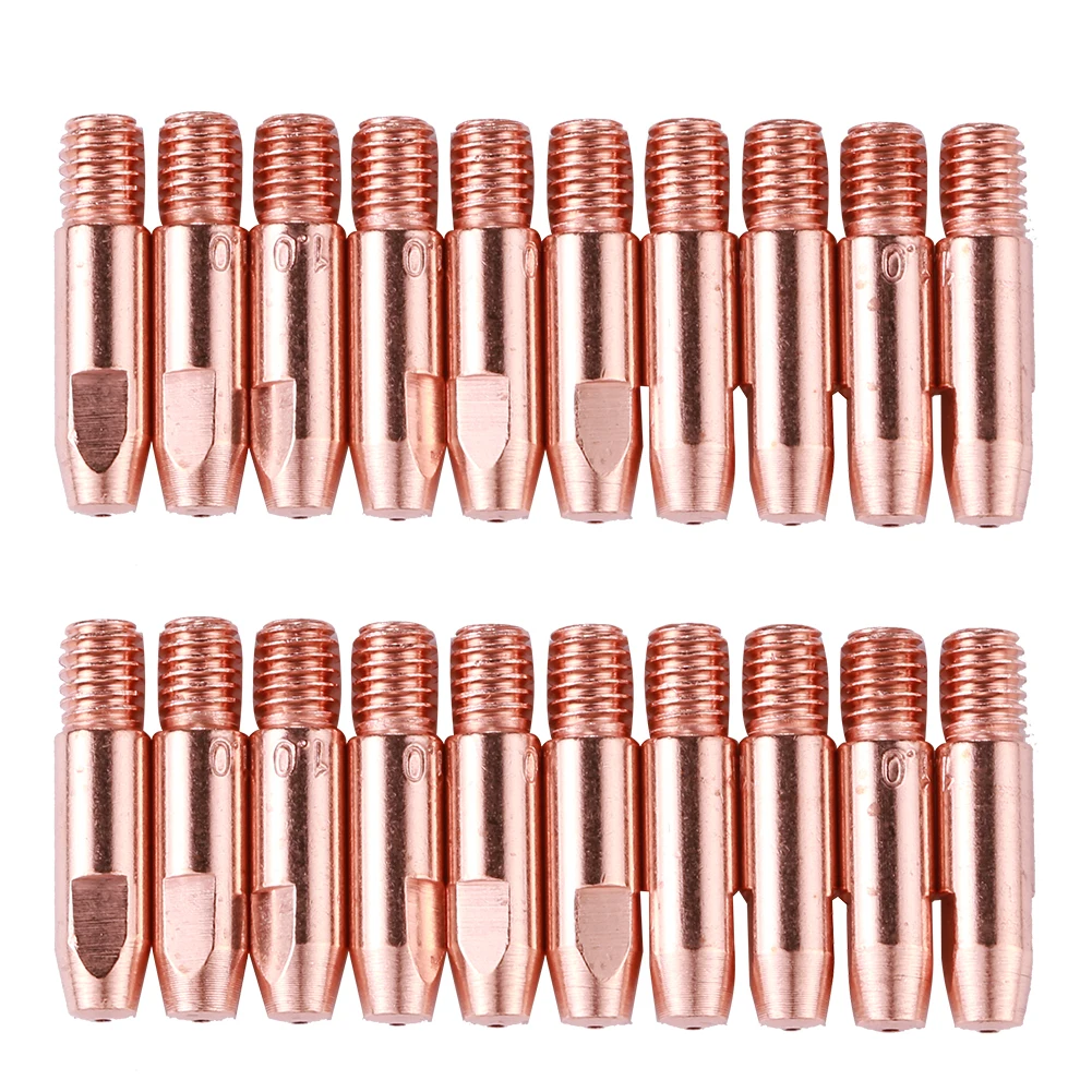 

20pcs 0.8/1.0/1.2mm Copper Contact Tips Welding Nozzles Semi-Automatic Contact Weld Tip Connector For Binzel Gas Nozzle