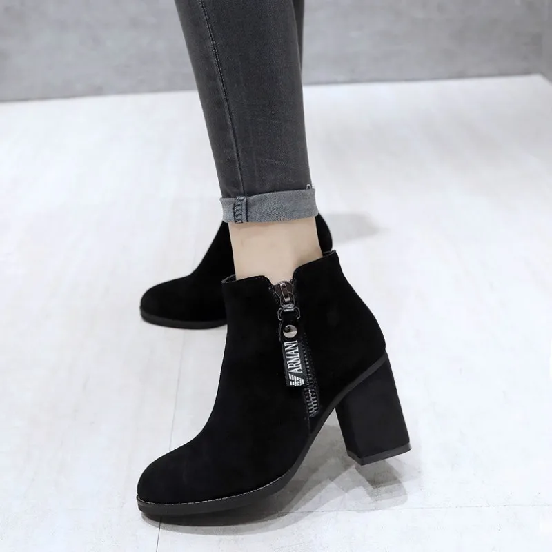 Fashion Boots Women's Shoes Winter Women's Boots High Heels Naked Boots Thick Heel Boots Short Boots Women's Single Boots