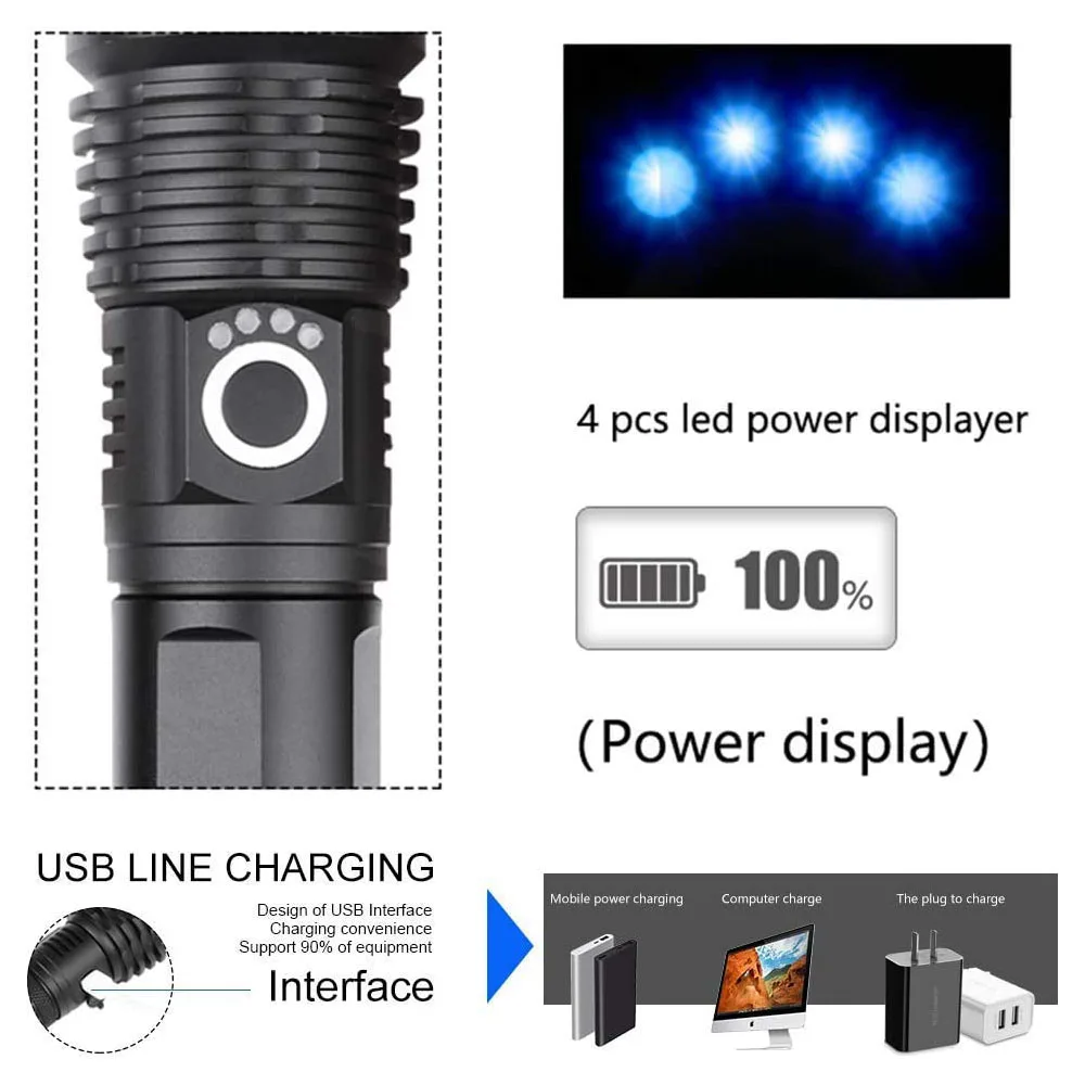 Продажа XHP50 супер яркий высокой 4000 люмен светодиодный фонарик 5 режимов Usb зум светодиодный Перезаряжаемые фонарь 18650 Батарея лучший кемпинг на откр...