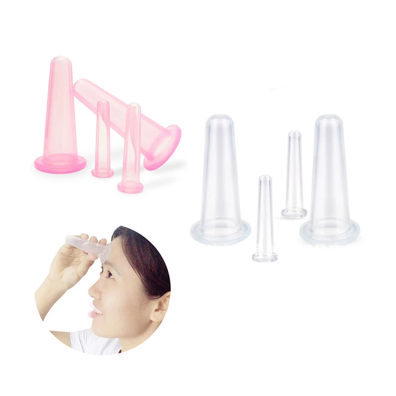 4 шт. вакуумные силиконовые банки для массажа лица баночный массажер против