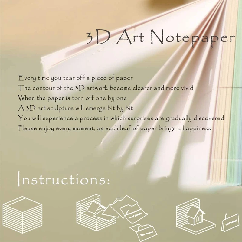 

3D Memo Board, Fun Paper Carving Art Notepad DIY Building Blocks 3D Cute Sticky Notes for Children/Lovers/Students
