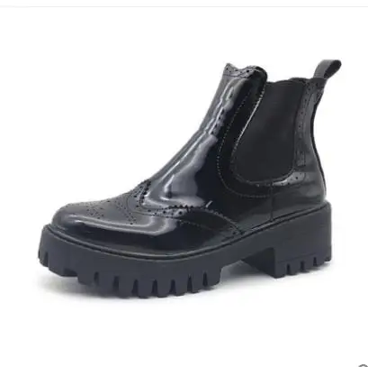 Single shoes Женские ботильоны; сезон весна-осень; модные простые кожаные ботинки на платформе без застежки; bota feminina; кожаные ботинки на плоской подошве - Цвет: Single shoes