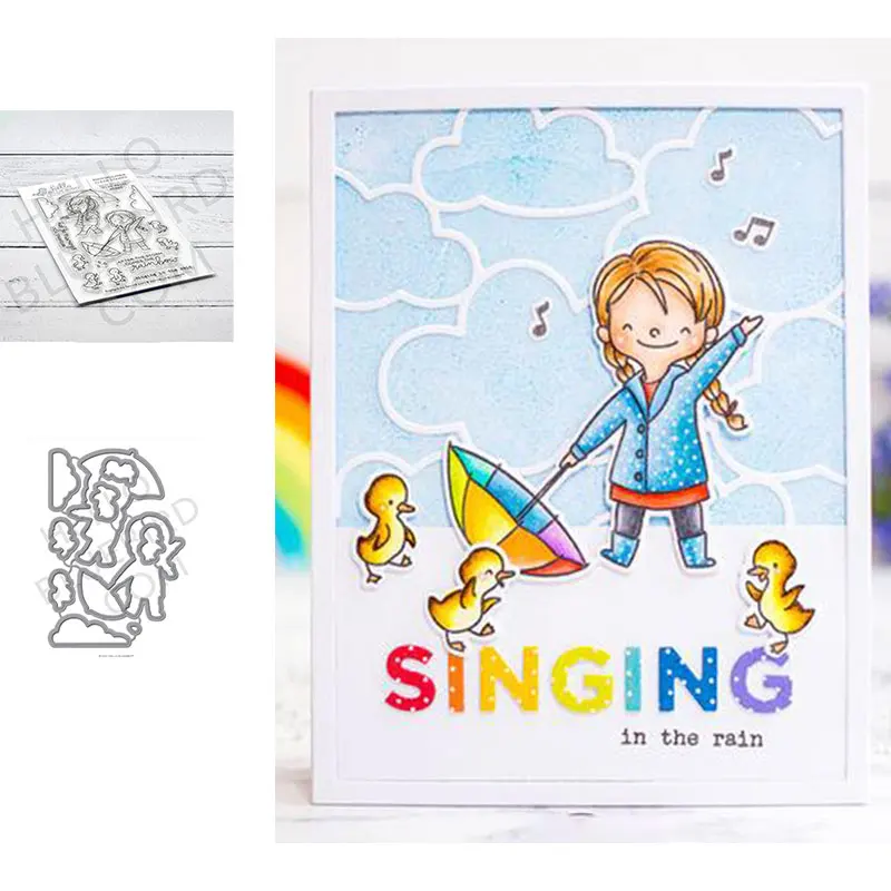 

Duck Cloud Rainbow Cutting Dies & Stamps Scrapbook Dariy Decoration Stencil Embossing Template Diy Greeting Card Albums 2021