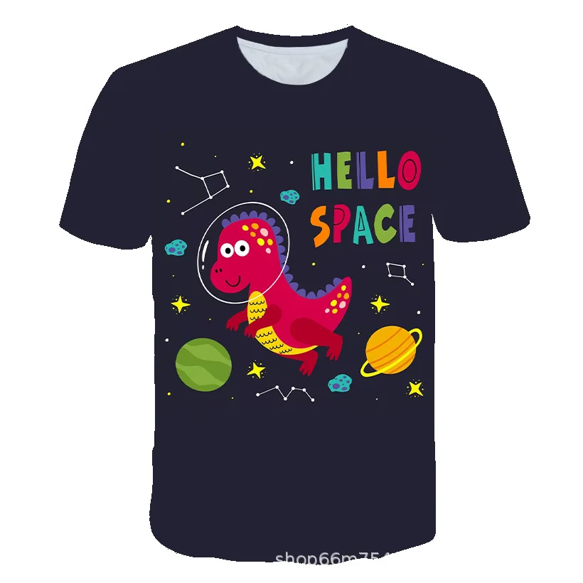 

Boys T-shirt 2021 Summer Kids O Neck Short Sleeve Cartoon T-Shirt Dinosaur 3D Digital Printing Boys Girls Funny Fashion T-Shirt