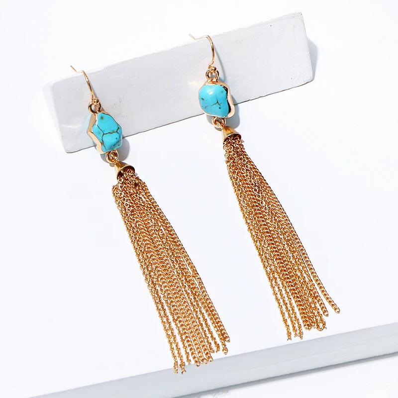 Коми модные бирюзовые серьги с кисточками регулируемый браслет Подвеска