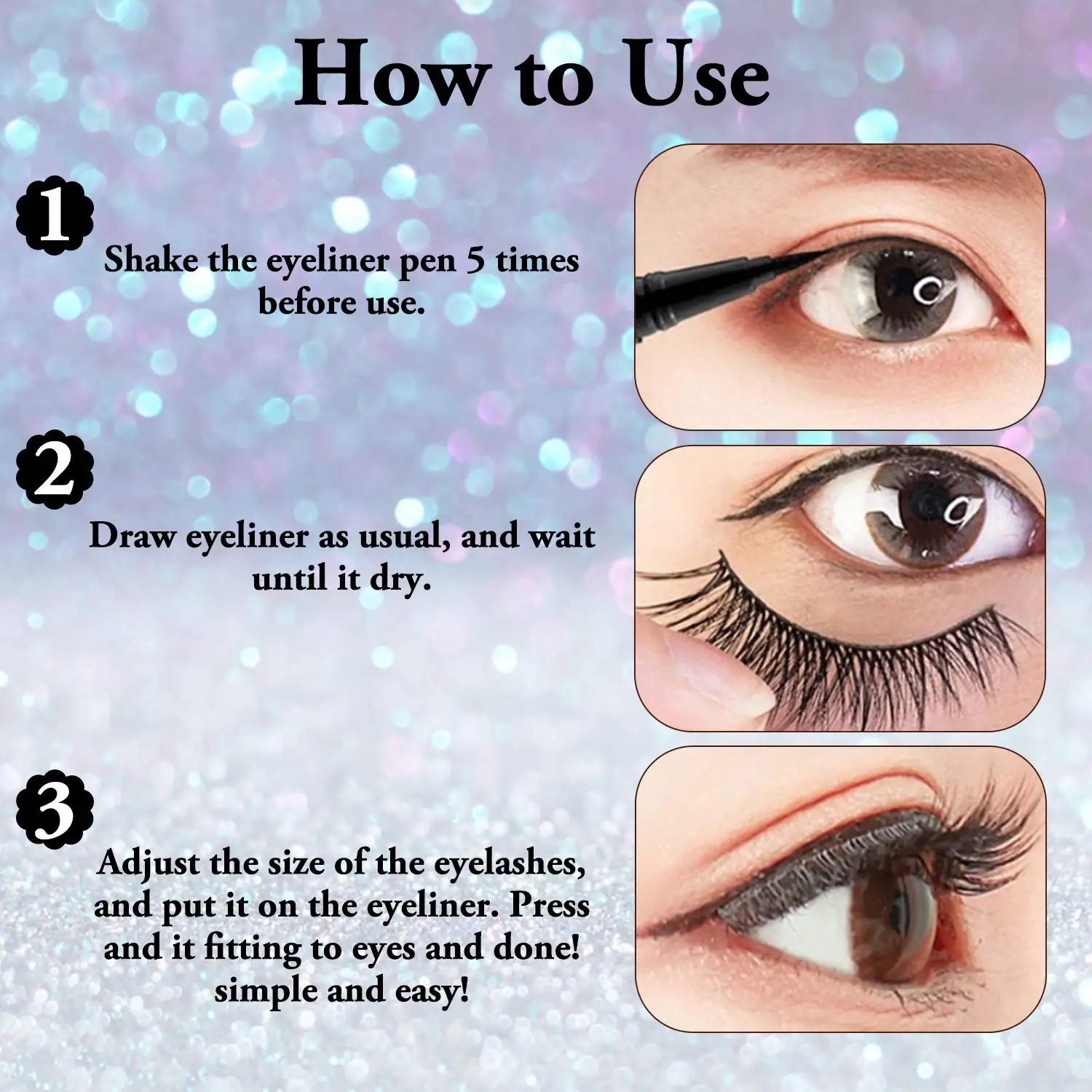 2021 Алмазная самоклеящаяся подводка для глаз 2 в 1 волшебная ресниц клей-ручка