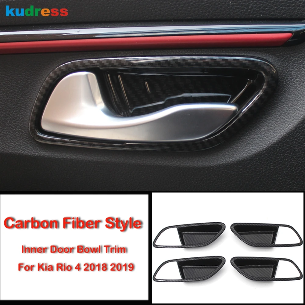 Для Kia Rio 4 X line 2018 2019 углеродное волокно Автомобильная внутренняя дверная ручка