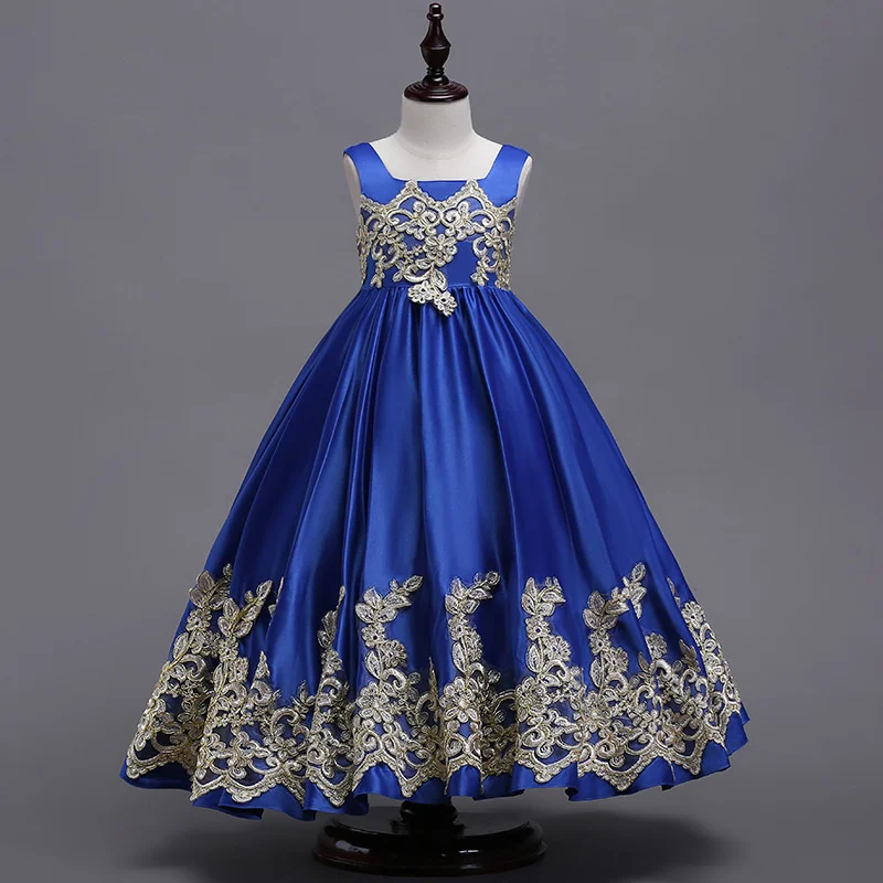 

Summer Flower Girl Long Dress Teenage Girls Baby Kids Sleeveless Princess Children's Dresses for Wedding Performance